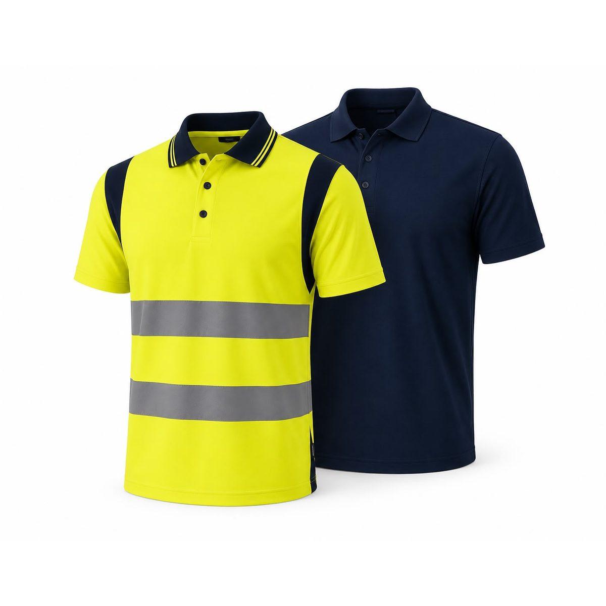 Polo de Travail Haute Visibilité & Marine